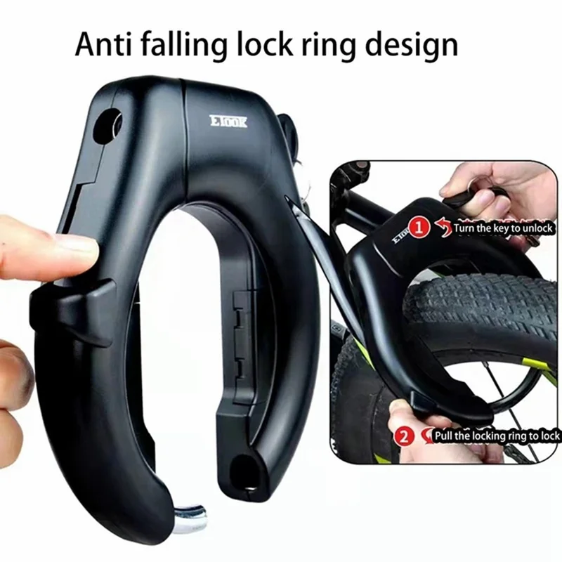 ET-418 Bicycle Heavy Duty Alloy Steel Horseshoe Lock Bikes Crab Claw Lock with 2 Keys