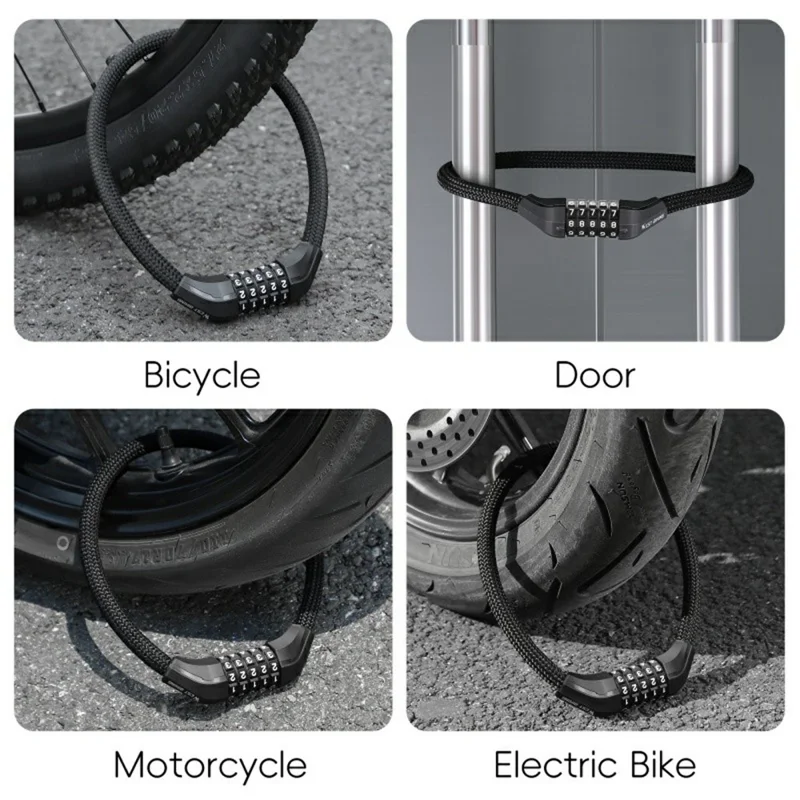 WEST BIKING YP0705121 Bicicleta Eléctrica Candado de Cable de Acero Antirrobo con Combinación de 5 Dígitos - Negro