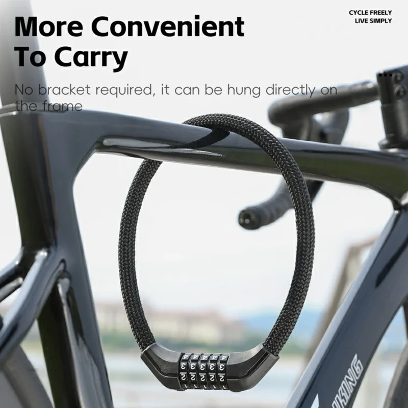 WEST BIKING YP0705121 Bicicleta Eléctrica Candado de Cable de Acero Antirrobo con Combinación de 5 Dígitos - Negro