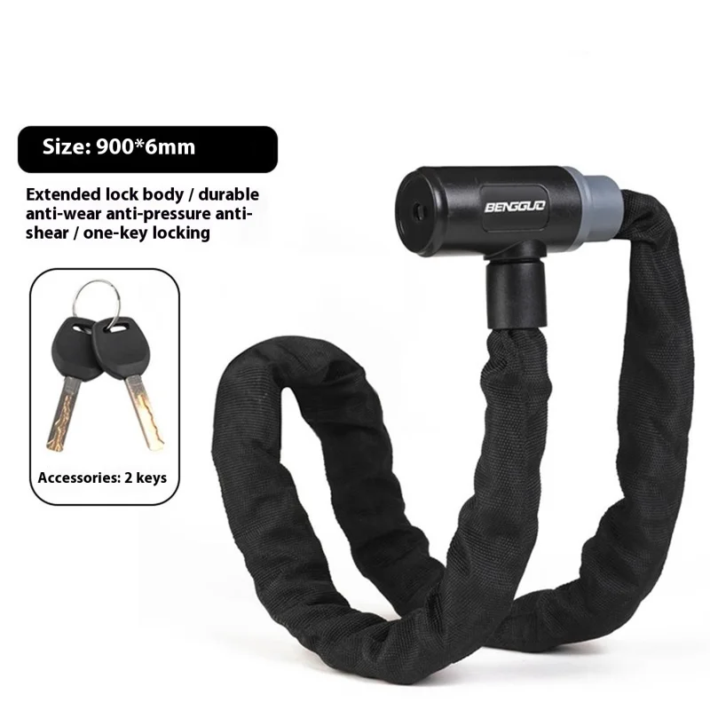 BENGGUO BG-6215 Bicycle Anti-Theft Chain Lock Portable Zinc Alloy Core A3 Iron Chain Lock, 6x900mm
