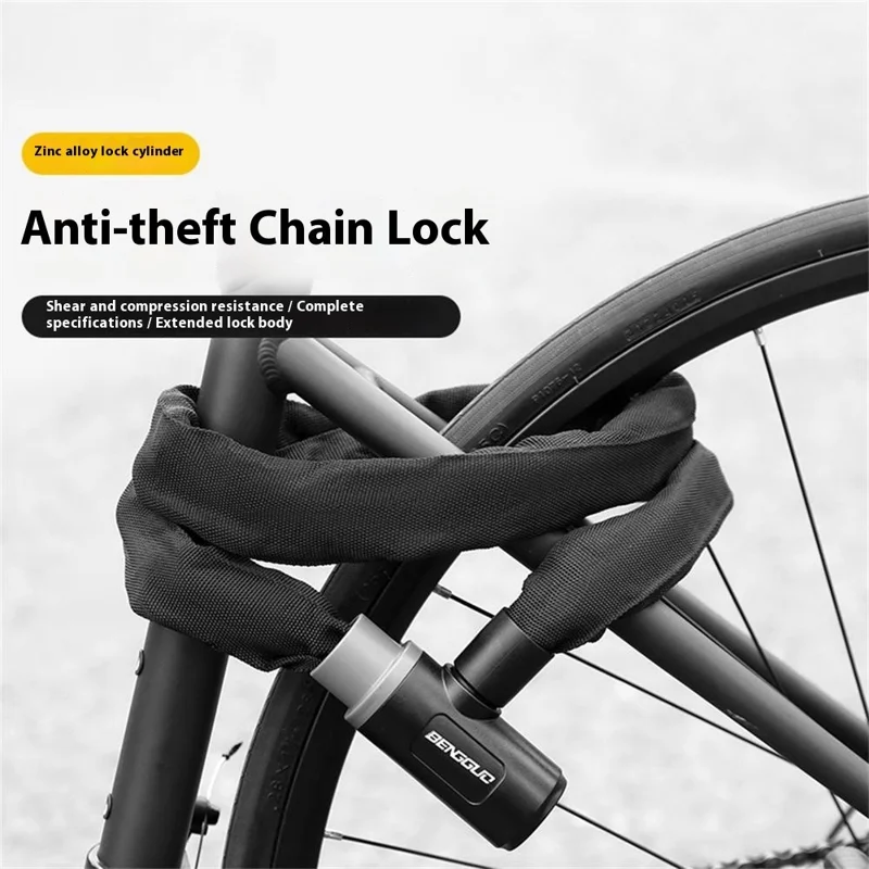 BENGGUO BG-6215 Bicycle Anti-Theft Chain Lock Portable Zinc Alloy Core A3 Iron Chain Lock, 6x900mm