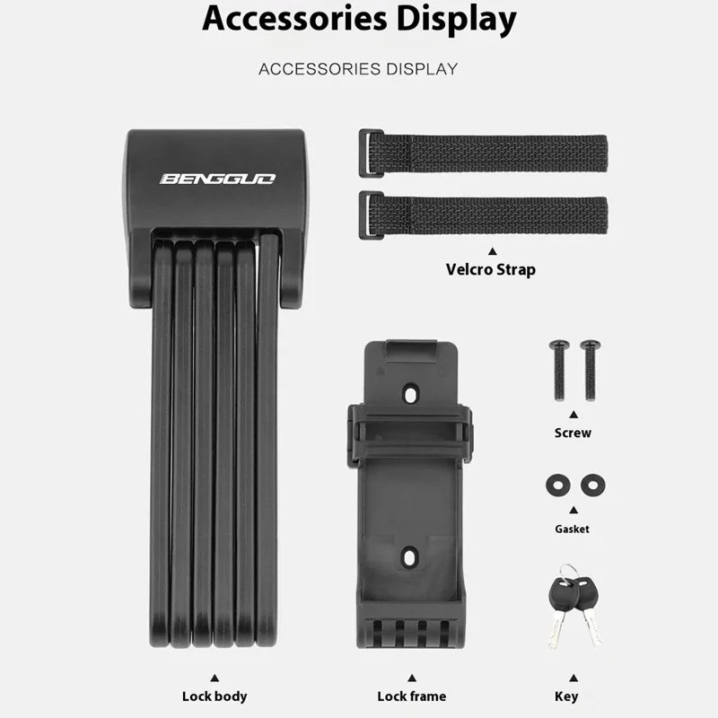 BENGGUO BG-0513 Alloy Steel + ABS Bike Lock 6 Section Folding Bicycle Motorcycle Anti Theft Security Lock - White