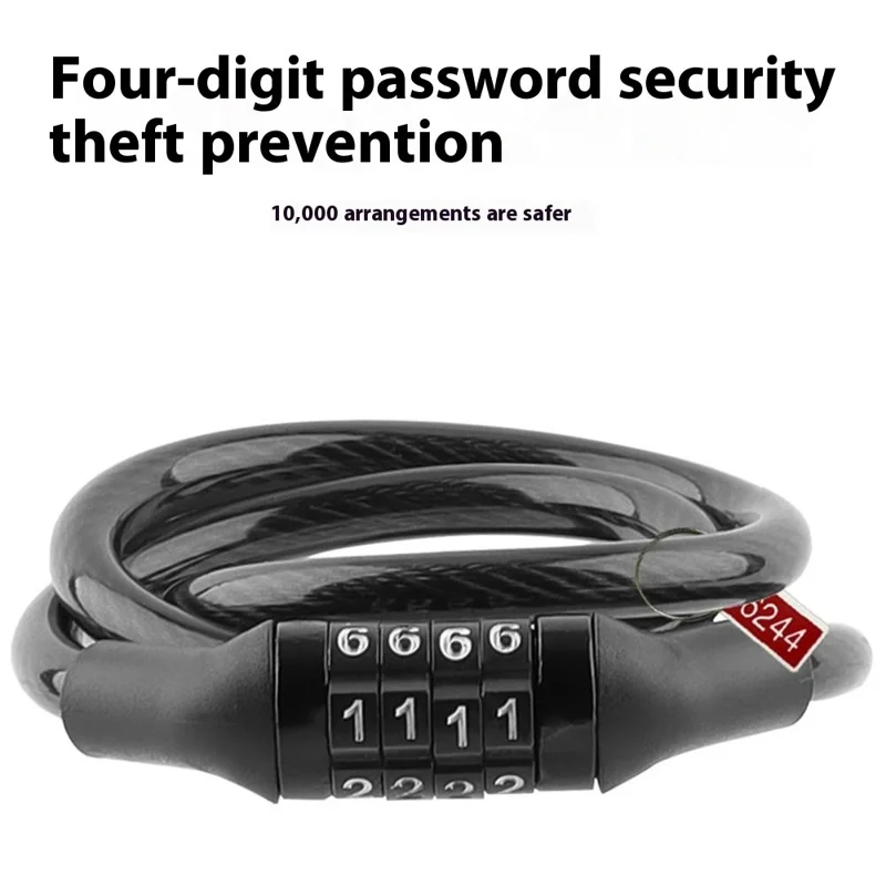 BG-205 Bike Lock 4 Digit Password Portable Mountain Bicycle Anti Theft 54cm Steel Cable Lock