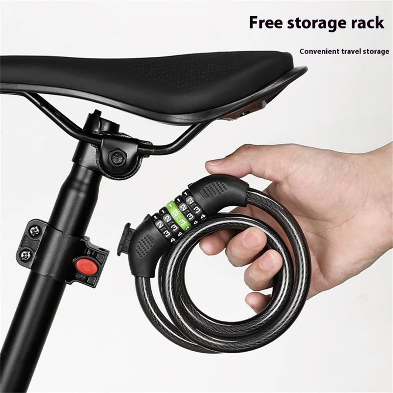 BENGGUO BG-6217 Bicycle 5-Digit Anti-Theft Combination Lock 1.2m Steel Cable Lock with Bracket - Black