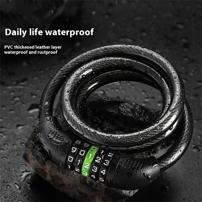 BENGGUO BG-6217 Bicycle 5-Digit Anti-Theft Combination Lock 1.2m Steel Cable Lock with Bracket - Black