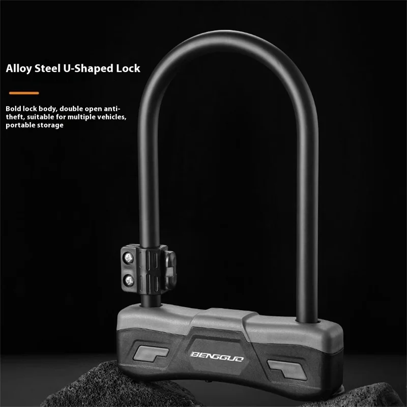 BENGGUO BG-0525 Bicycle U-Lock Alloy Steel Anti-Theft Security Lock with Mounting Bracket - Grey