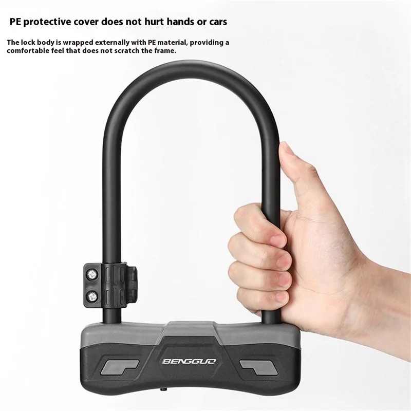 BENGGUO BG-0525 Bicycle U-Lock Alloy Steel Anti-Theft Security Lock with Mounting Bracket - Grey