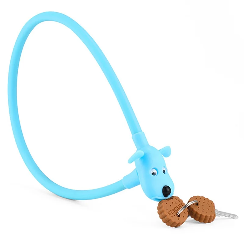 BENGGUO BG-6212 Cartoon-Keks-Hund Design Fahrradschloss Wasserdicht Silikon Anti-Diebstahl Helmschloss - Blau