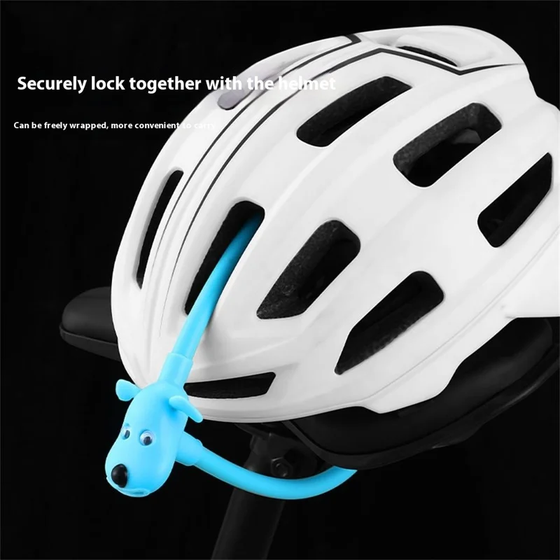 BENGGUO BG-6212 Cartoon-Keks-Hund Design Fahrradschloss Wasserdicht Silikon Anti-Diebstahl Helmschloss - Blau