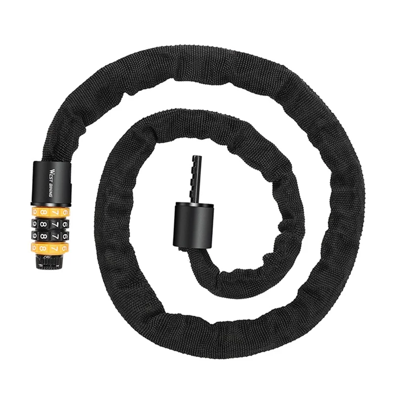 WEST BIKING Lucchetto per bicicletta a combinazione a 4 cifre per mountain bike e biciclette da strada, catena antifurto da 85 cm di lunghezza