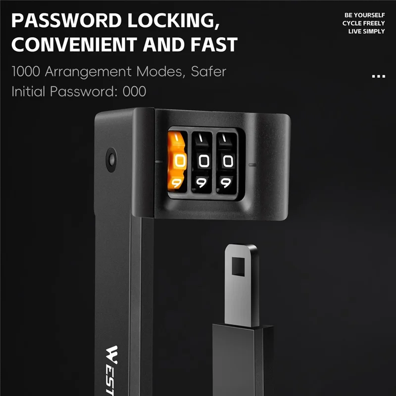 WEST BIKING YP0705123 For Bicycle Foldable Combination Lock Portable Anti Theft Security Lock for Mountain Road Bike