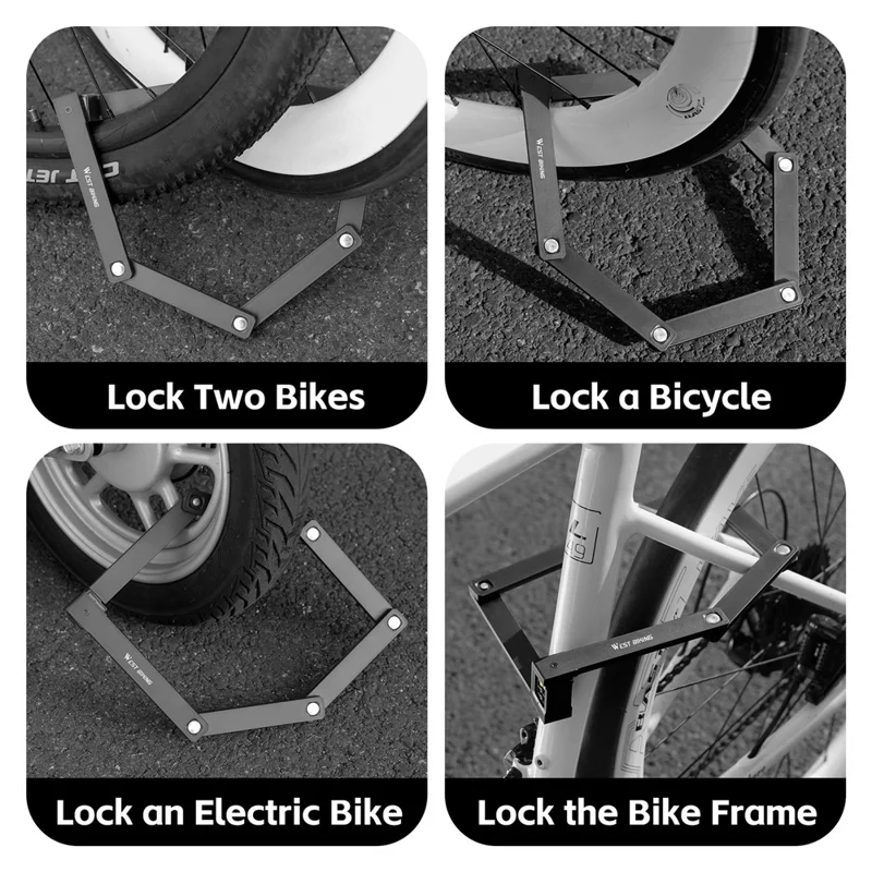 WEST BIKING YP0705123 For Bicycle Foldable Combination Lock Portable Anti Theft Security Lock for Mountain Road Bike