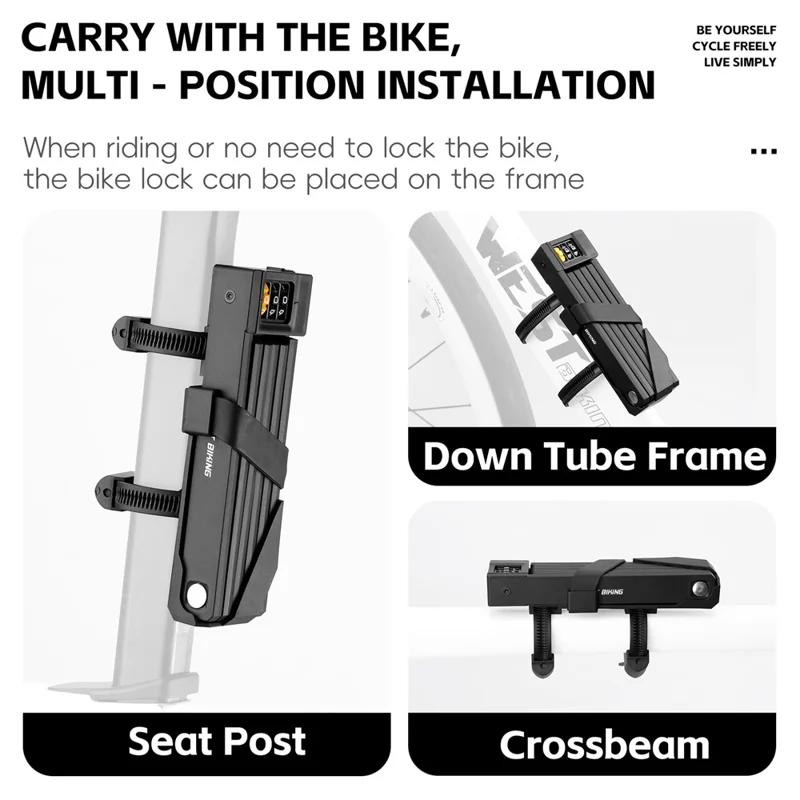WEST BIKING YP0705123 For Bicycle Foldable Combination Lock Portable Anti Theft Security Lock for Mountain Road Bike