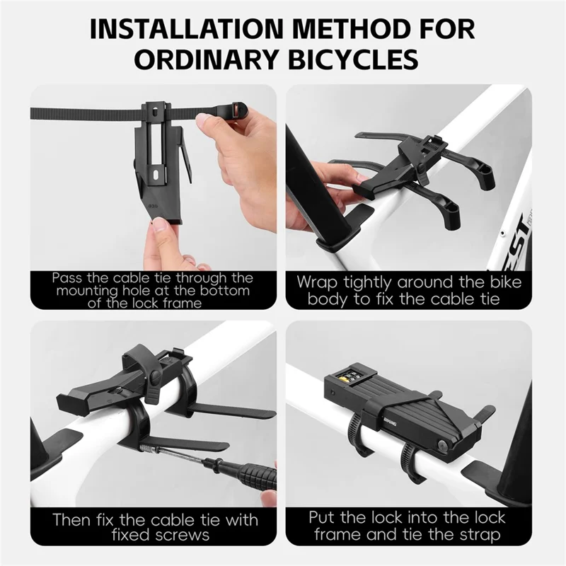 WEST BIKING YP0705123 For Bicycle Foldable Combination Lock Portable Anti Theft Security Lock for Mountain Road Bike