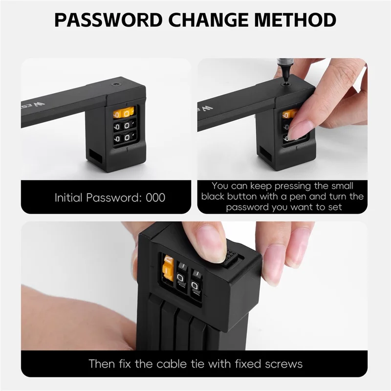 WEST BIKING YP0705123 For Bicycle Foldable Combination Lock Portable Anti Theft Security Lock for Mountain Road Bike