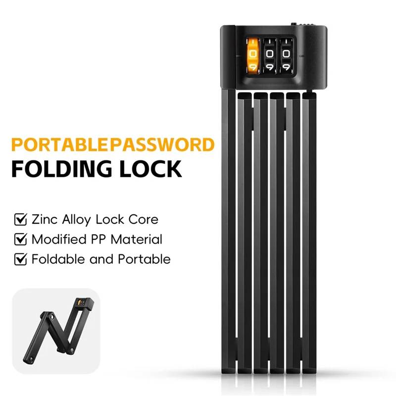 WEST BIKING YP0705123 For Bicycle Foldable Combination Lock Portable Anti Theft Security Lock for Mountain Road Bike