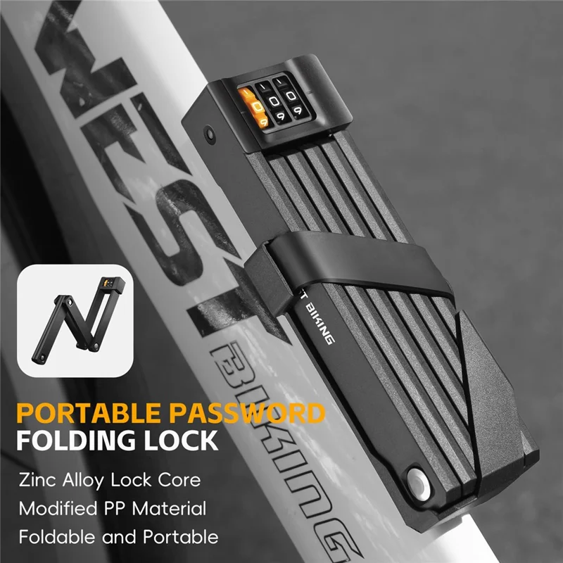 WEST BIKING YP0705123 For Bicycle Foldable Combination Lock Portable Anti Theft Security Lock for Mountain Road Bike