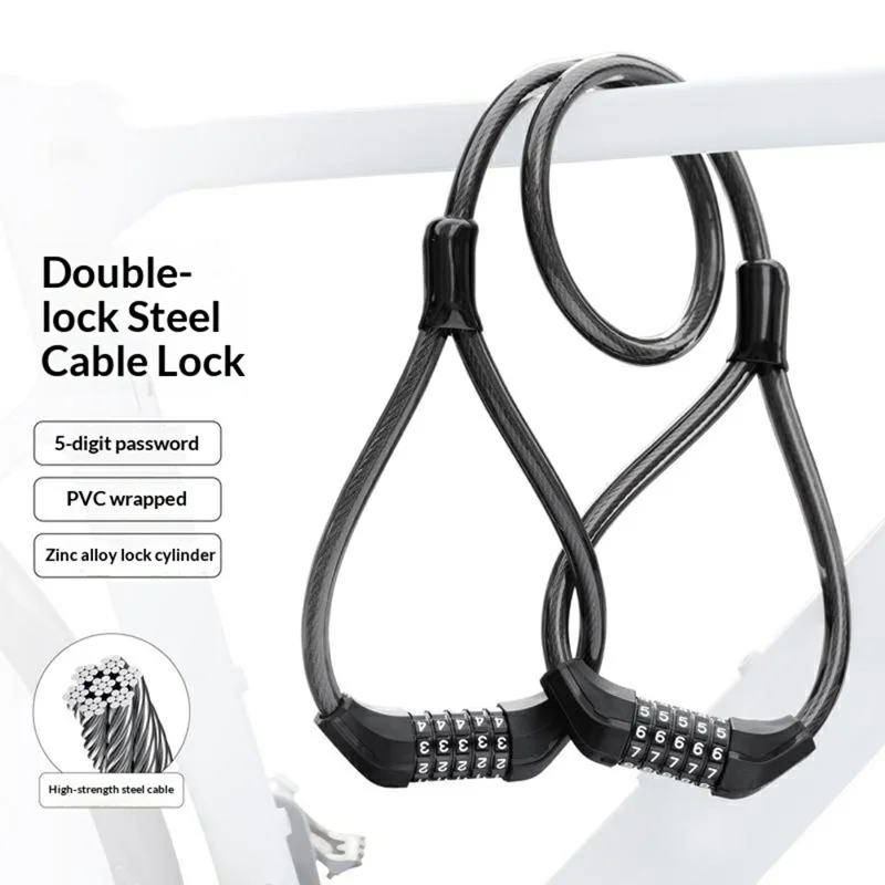 WEST BIKING YP0705127 Bike Lock Double-Headed Cable Lock with Password Combination for Scooters / Bicycles Anti-Theft Security Heavy Duty Cycling Gear