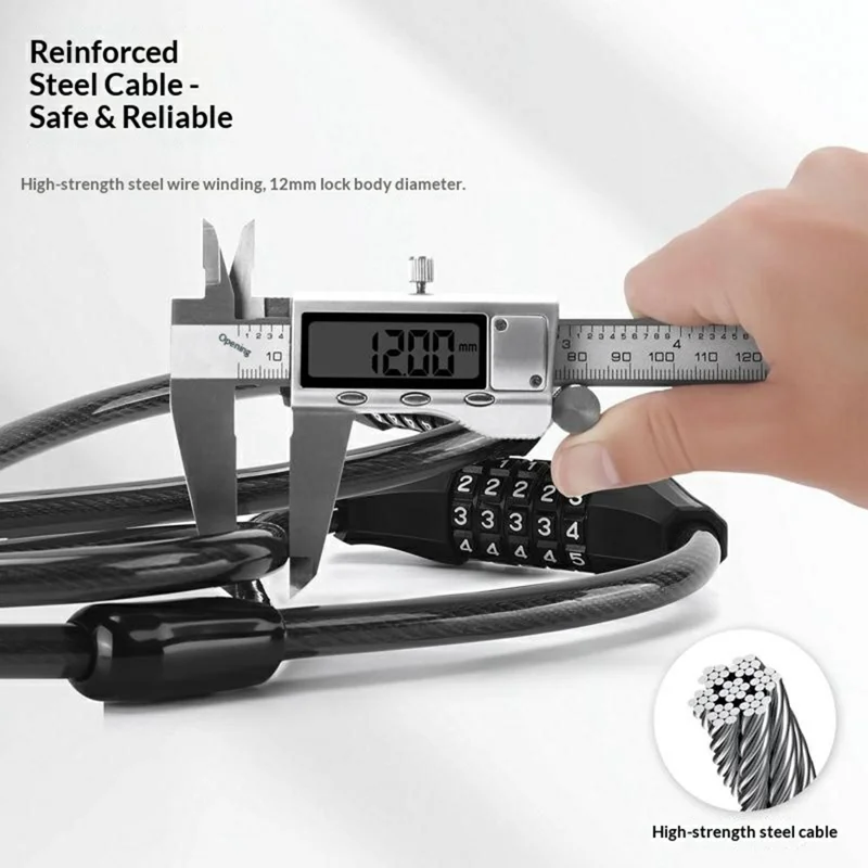 WEST BIKING YP0705127 Bike Lock Double-Headed Cable Lock with Password Combination for Scooters / Bicycles Anti-Theft Security Heavy Duty Cycling Gear
