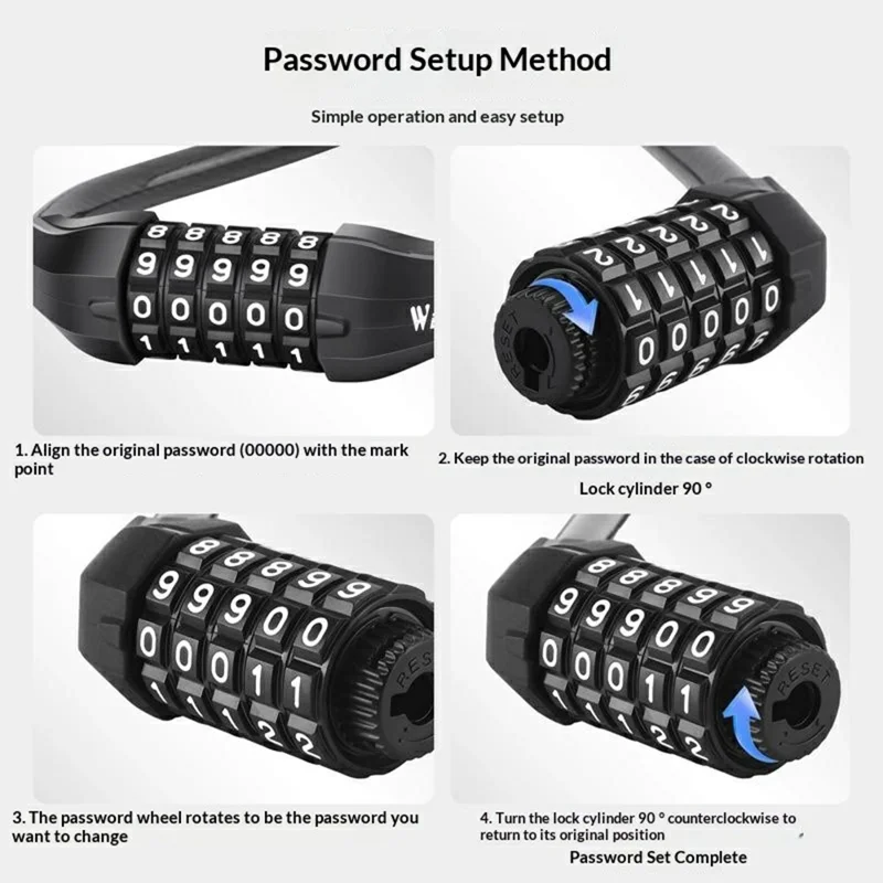 WEST BIKING YP0705127 Bike Lock Double-Headed Cable Lock with Password Combination for Scooters / Bicycles Anti-Theft Security Heavy Duty Cycling Gear