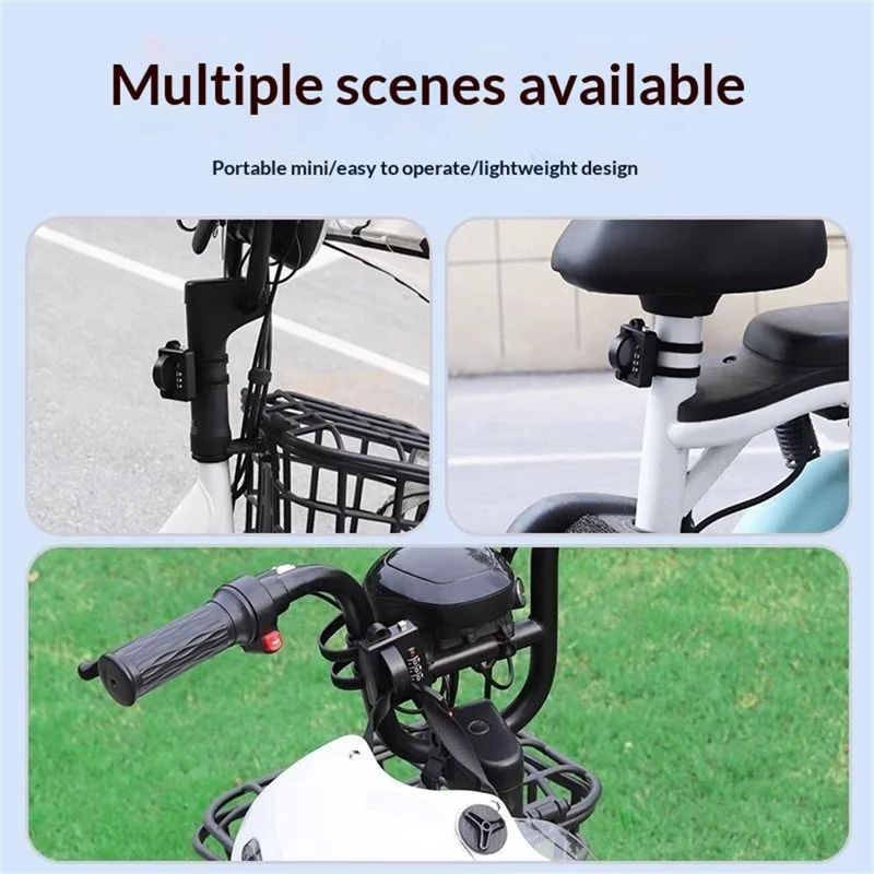 Helmet Combination Lock Universal PVC Portable Anti Theft Security Lock for Electric Motorcycle Scooter - Black