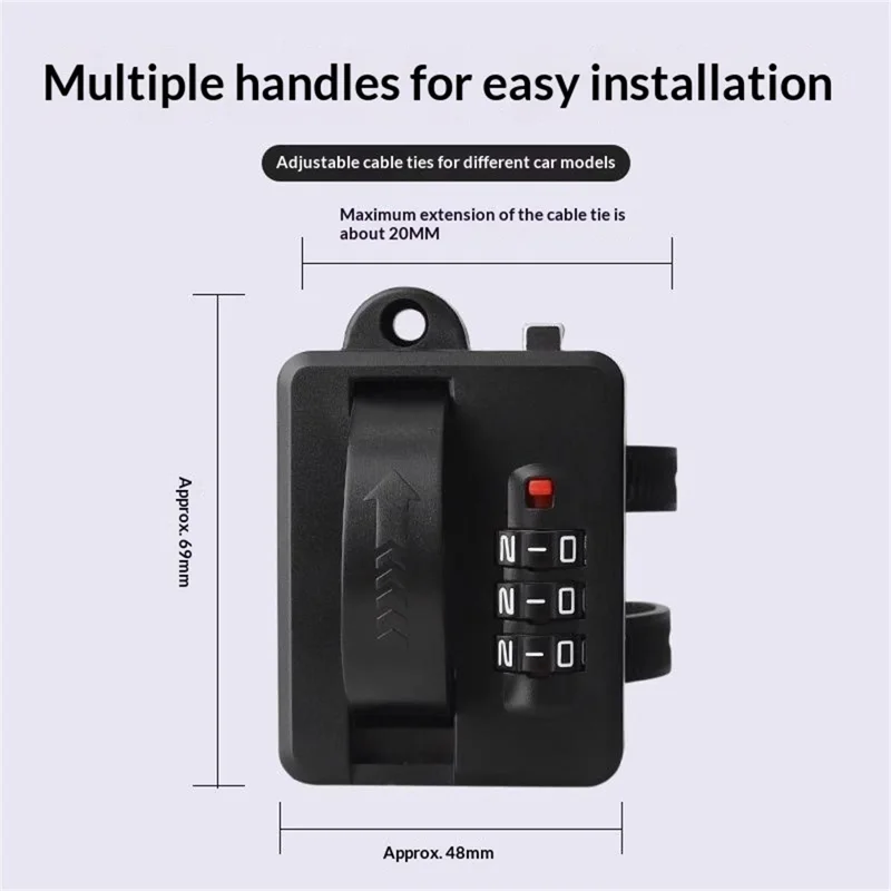 Helmet Combination Lock Universal PVC Portable Anti Theft Security Lock for Electric Motorcycle Scooter - Black