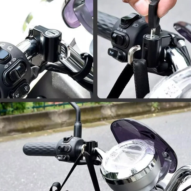 Замок для шлема электровелосипеда, мотоцикла, антис theft, безопасный замок для руля, водонепроницаемый, не подверженный коррозии замок - черный