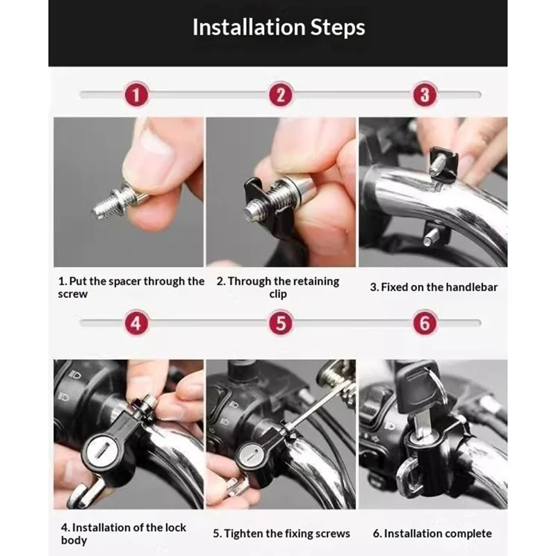 Замок для шлема электровелосипеда, мотоцикла, антис theft, безопасный замок для руля, водонепроницаемый, не подверженный коррозии замок - черный