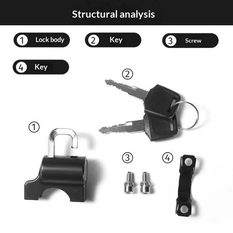 Замок для шлема электровелосипеда, мотоцикла, антис theft, безопасный замок для руля, водонепроницаемый, не подверженный коррозии замок - черный