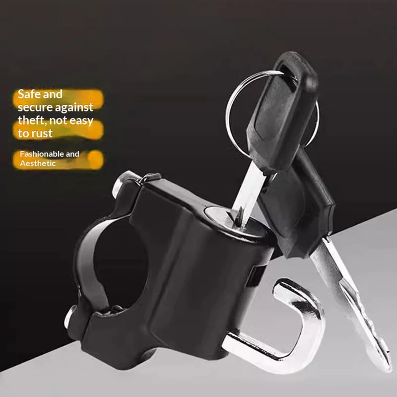 Замок для шлема электровелосипеда, мотоцикла, антис theft, безопасный замок для руля, водонепроницаемый, не подверженный коррозии замок - черный