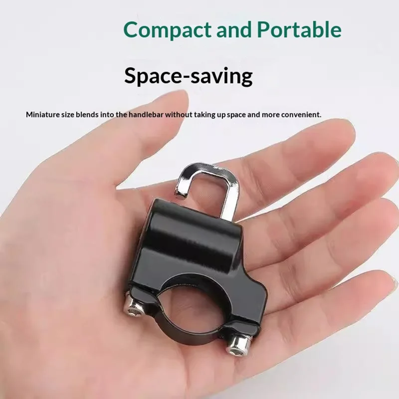 Замок для шлема электровелосипеда, мотоцикла, антис theft, безопасный замок для руля, водонепроницаемый, не подверженный коррозии замок - черный