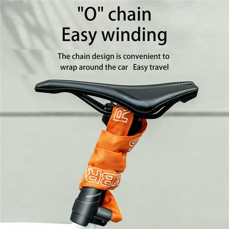 ROCKBROS Cadeados de Corrente para Bicicleta E-Bike Cadeados Pesados Antifurto com Chave de Cadeado de Corrente para Motocicleta, MTB, Porta, Portão, Cerca, Grade (Versão Chave 702) - Laranja