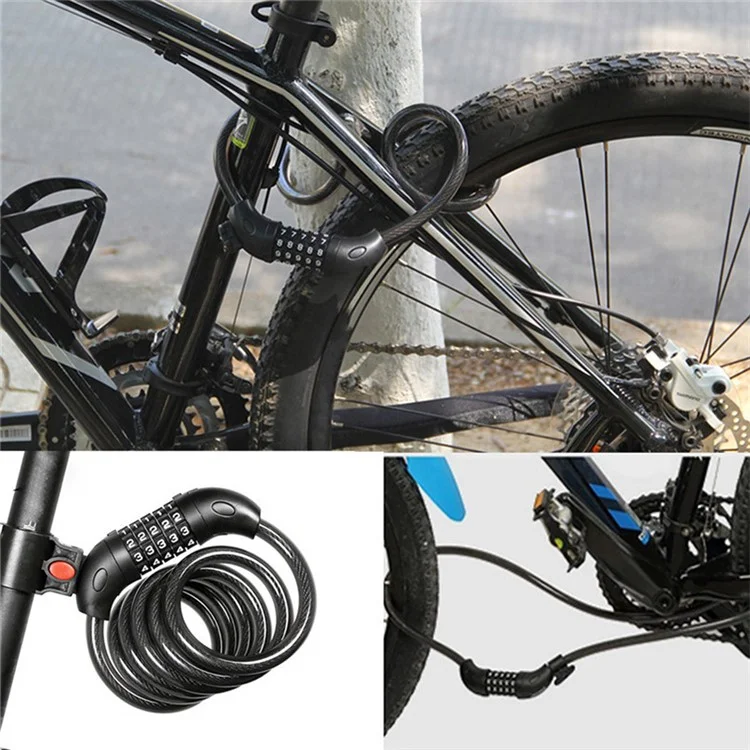 LG7101 125cm Fahrrad Stahlkabel 5-stelliges Passwortschloss MTB Fahrrad Roller Diebstahlsicherung Kombinationscodeschloss