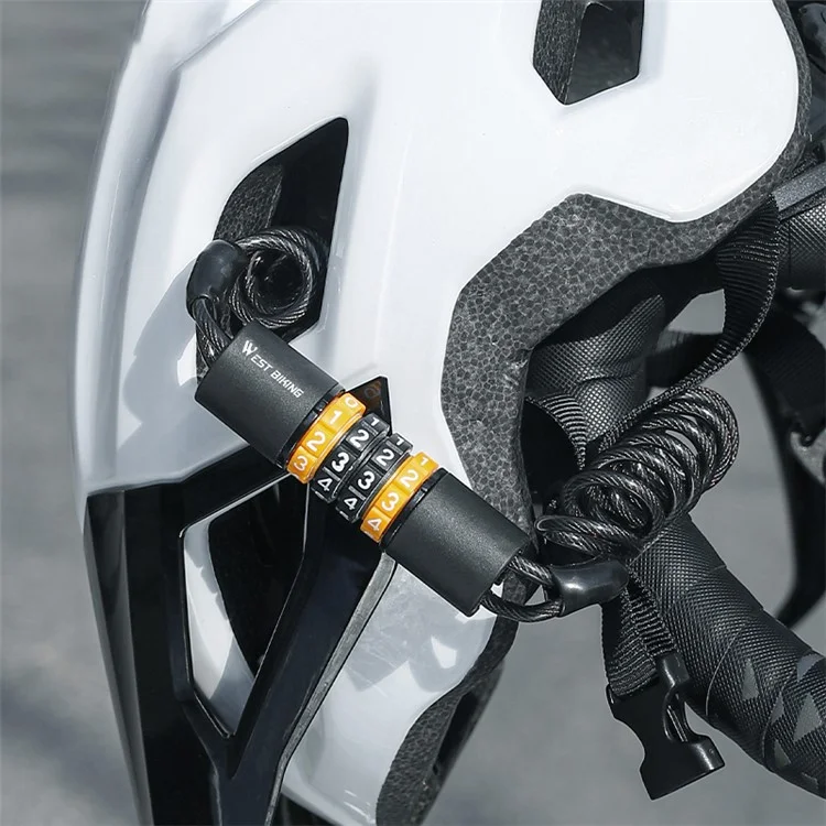 WEST BIKING YP0705078 Lucchetto per Casco con 4 Password Digitali Portatile Antifurto per Biciclette, E-Bike - Arancione