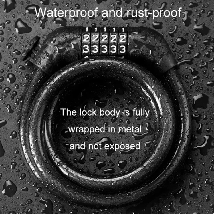 1.1m Steel Wire 5 Digit Password Key Lock MTB Bike Scooter Anti-theft Bicycle Lock, Upgraded Location Type