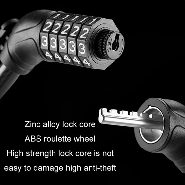 1.1m Steel Wire 5 Digit Password Key Lock MTB Bike Scooter Anti-theft Bicycle Lock, Upgraded Location Type