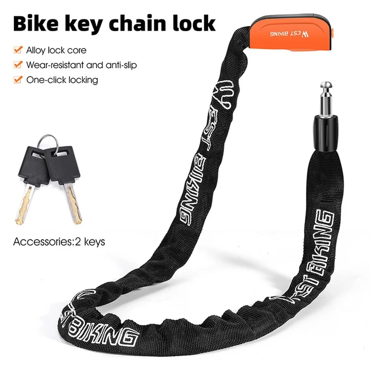 WEST BIKING YP0705097 Bike Chain Lock Anti Theft Bicycle Security Chain Lock - Orange