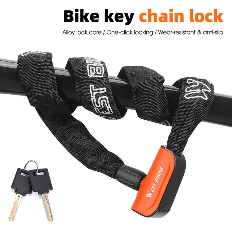 WEST BIKING YP0705097 Bike Chain Lock Anti Theft Bicycle Security Chain Lock - Orange