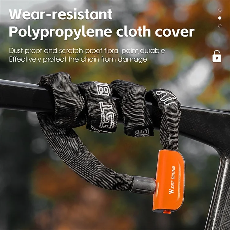 WEST BIKING YP0705097 Bike Chain Lock Anti Theft Bicycle Security Chain Lock - Orange