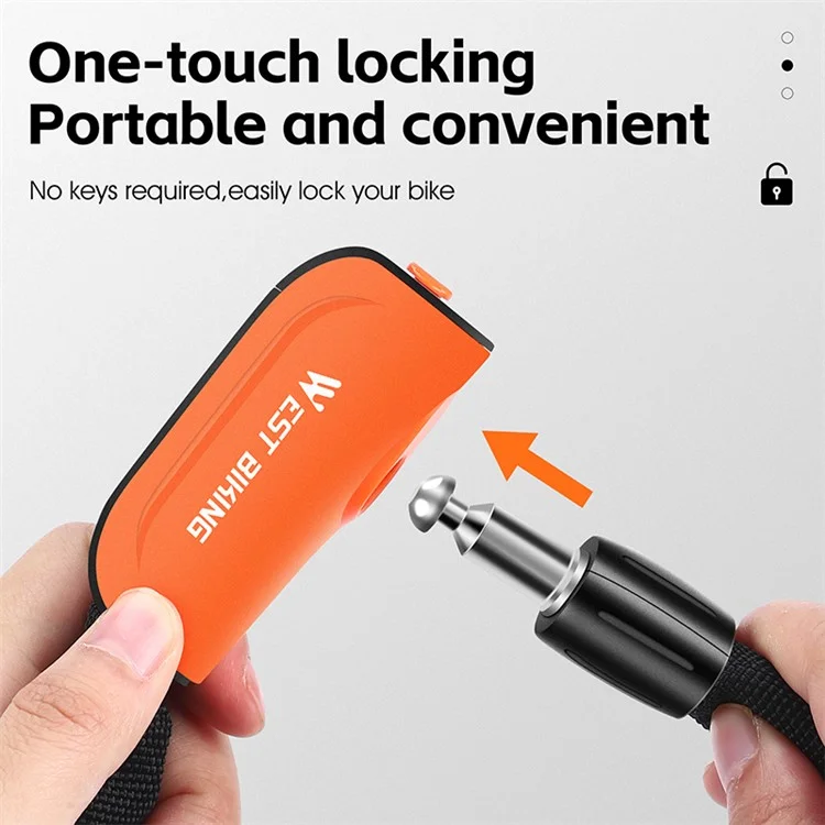 WEST BIKING YP0705097 Bike Chain Lock Anti Theft Bicycle Security Chain Lock - Orange