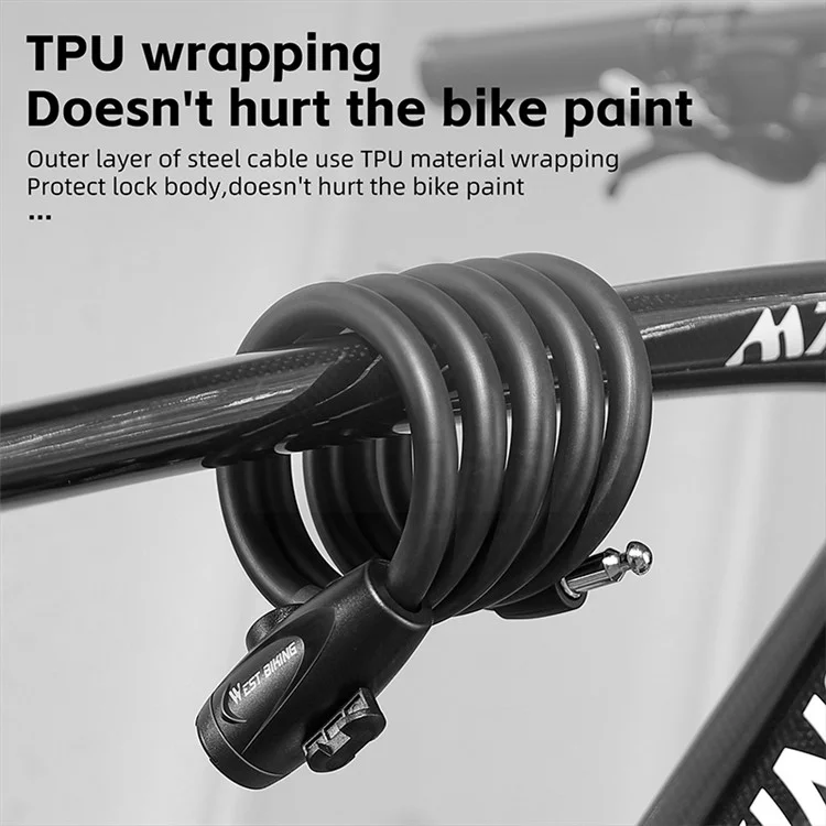 WEST BIKING YP0705099 Lucchetto antifurto per bicicletta 1.2m in acciaio anti-gelo
