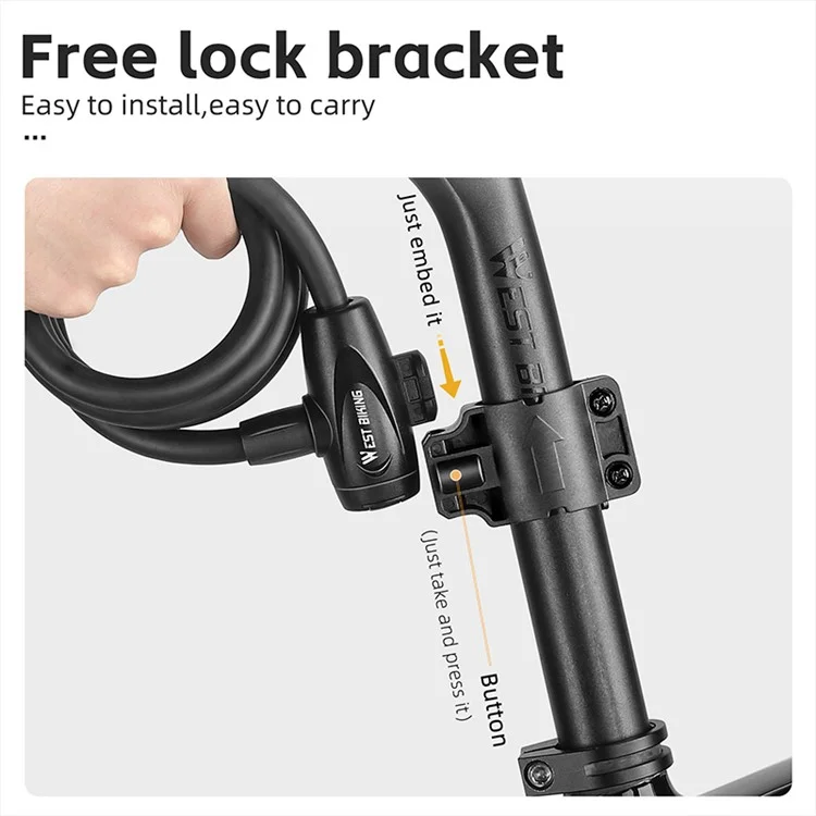 WEST BIKING YP0705099 Lucchetto antifurto per bicicletta 1.2m in acciaio anti-gelo