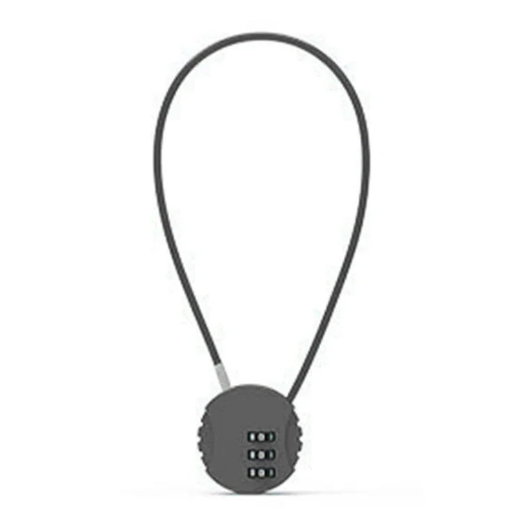 01U 30cm Round Steel Wire Combination Lock Backpack Mini 3-Digit Password Padlock - Black