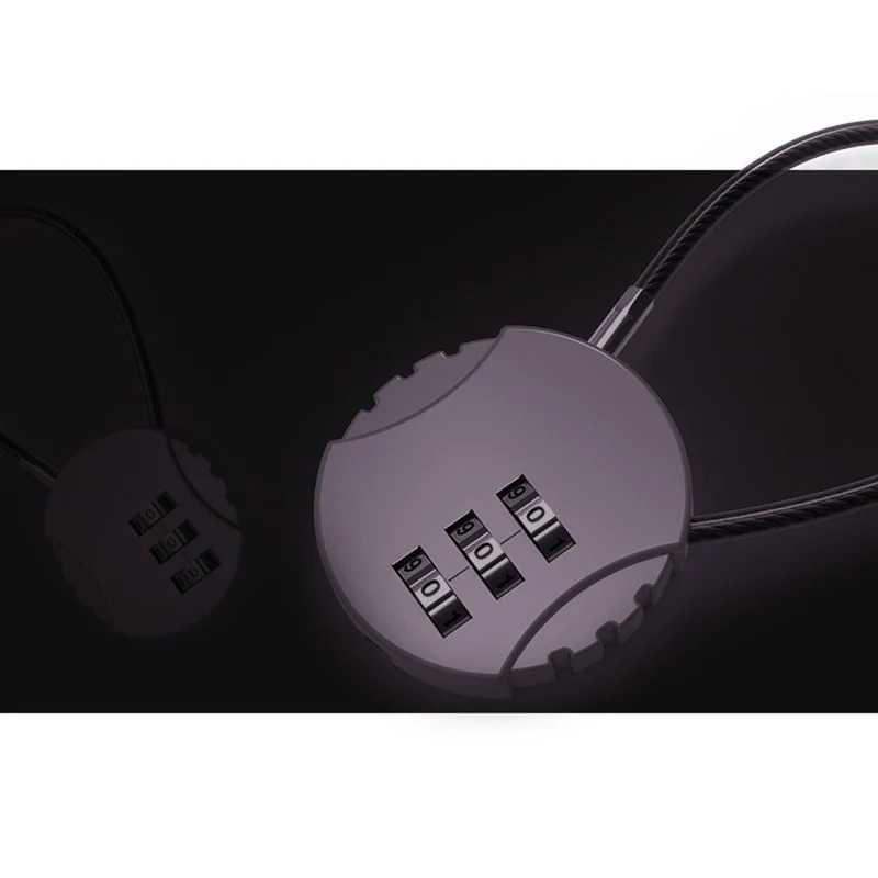01U 40cm Mini 3-Digit Password Padlock Round Steel Wire Combination Lock for Backpack - Sapphire