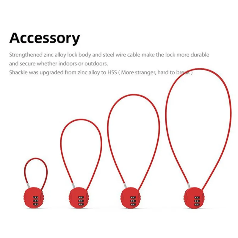 01U 40cm Mini 3-Digit Password Padlock Round Steel Wire Combination Lock for Backpack - Sapphire