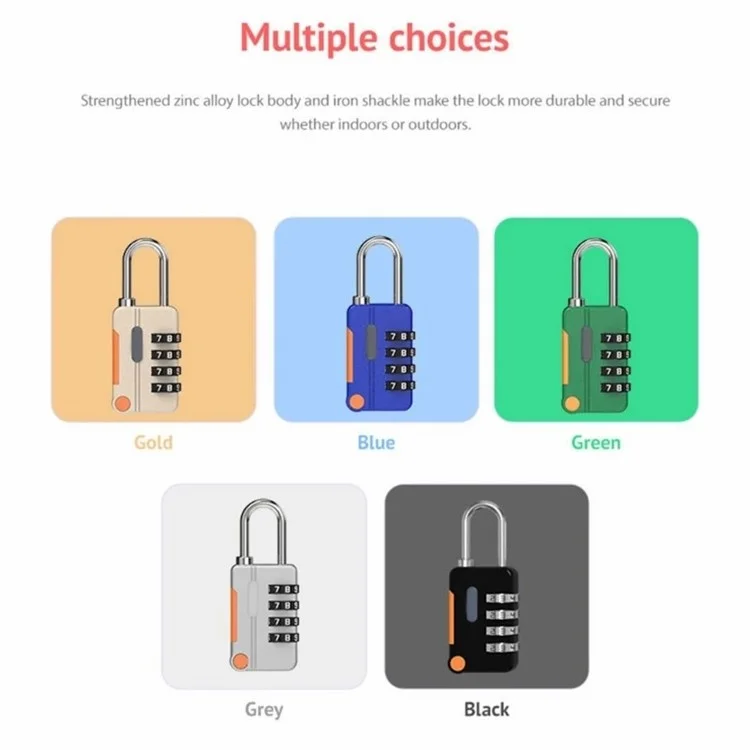81H-4D Serrure combinaison en alliage de zinc 4 chiffres Cadenas pour valise Cadenas de gym Locker (Version standard) - Gris