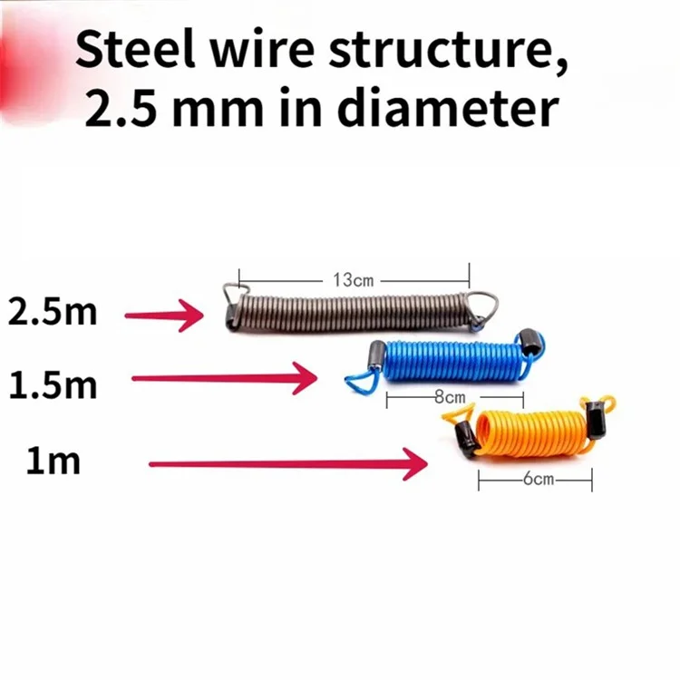 C25 1m Motorcycle Helmet Telescopic Steel Wire Luggage Suitcase Anti-theft Lock Security Steel Cable - Orange