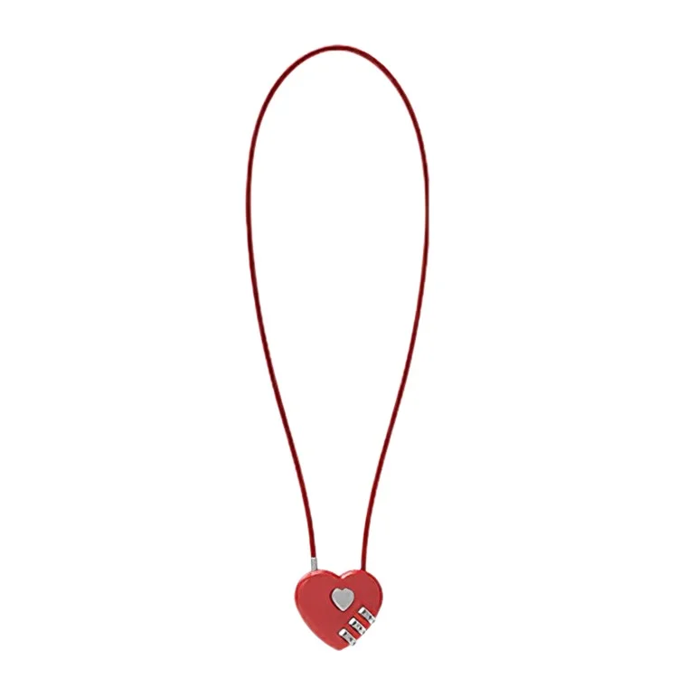 06U 3-Digit Code Padlock 50cm Zinc Alloy Heart Shaped Hall Locker for Luggage Backpack - Red