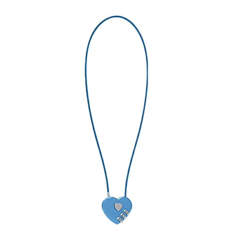 06U 3-Digit Code Padlock 50cm Zinc Alloy Heart Shaped Hall Locker for Luggage Backpack - Blue