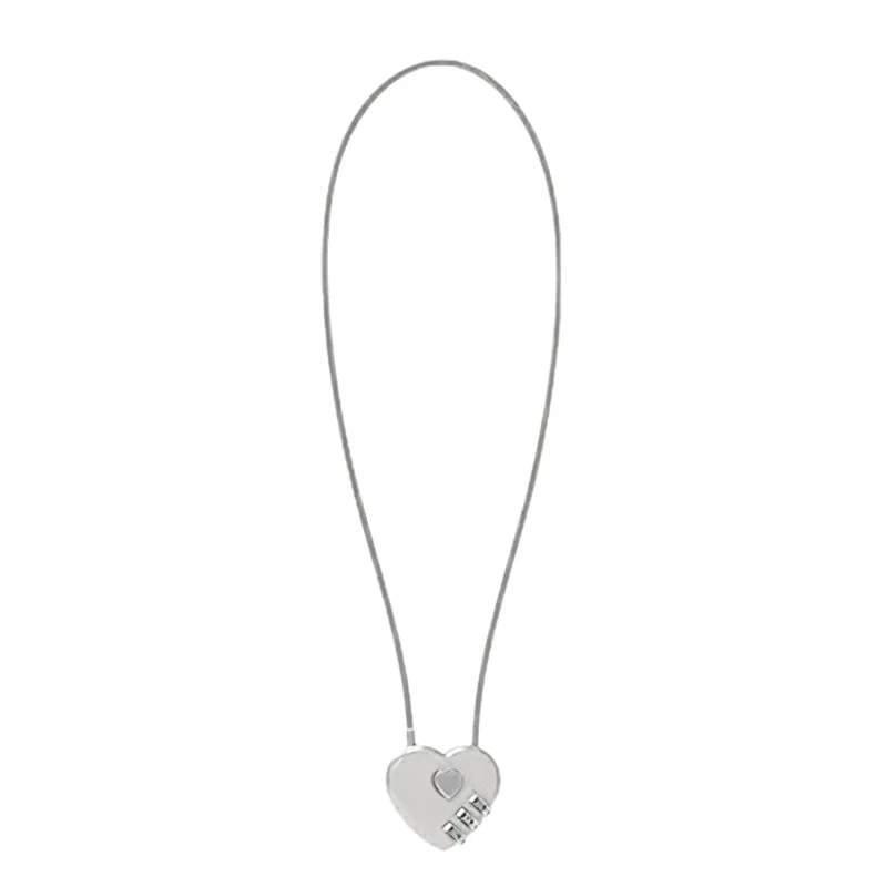06U 30cm Heart-Shaped Zinc Alloy Lock 3-Digit Cable Combination Lock for Bag, Suitcase - Grey